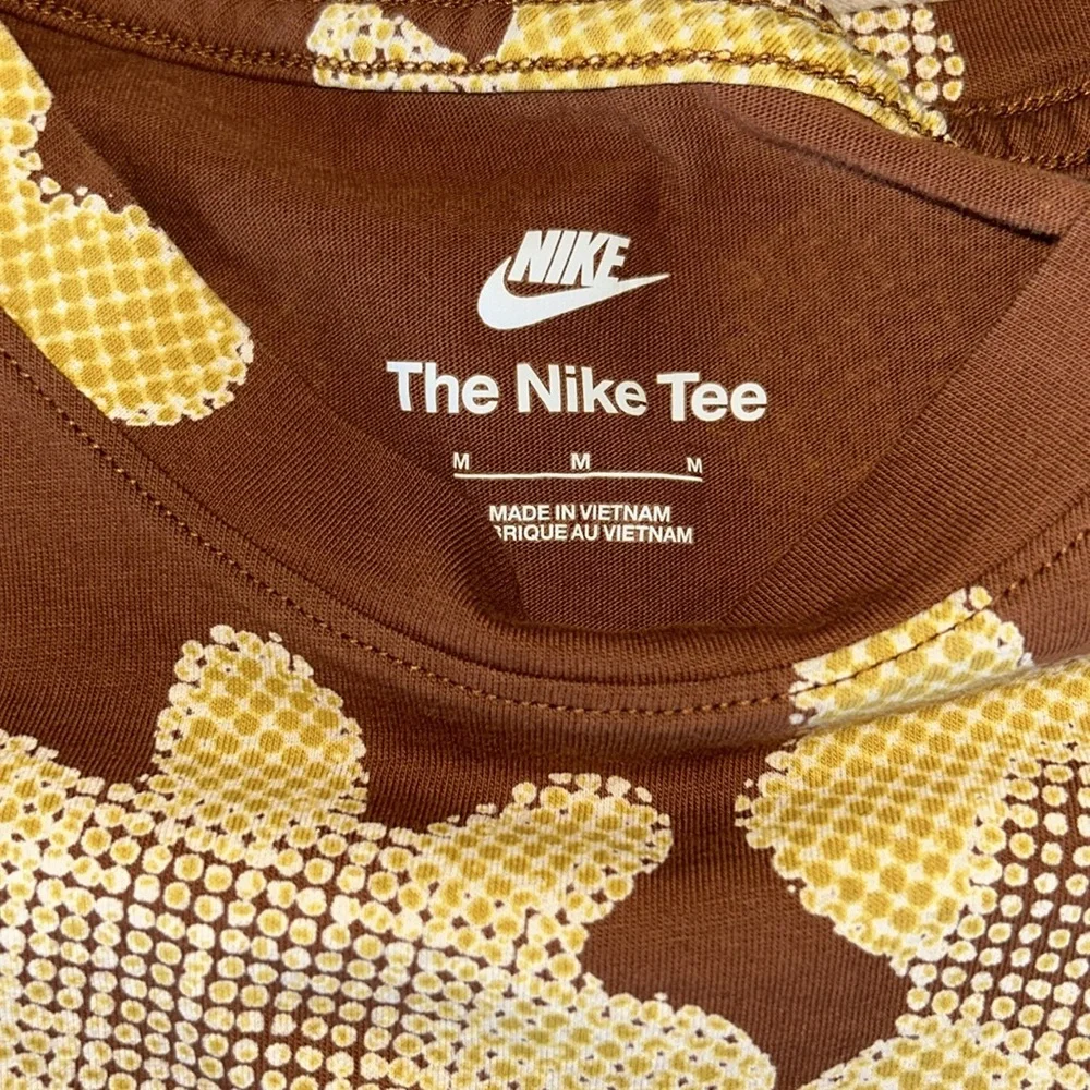 Nike RARE Statement Floral Print Men’s LS T-Shirt M Brown Whimsical Casual